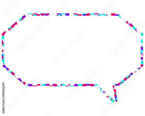 ステンドグラス風吹き出し　三角形模様　細長い八角形