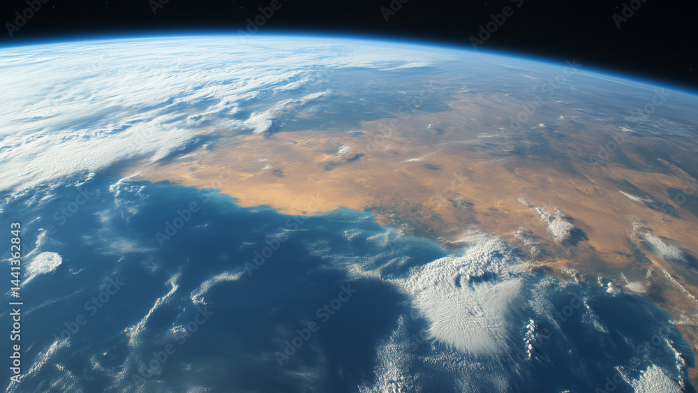Fototapeta premium A breathtaking aerial view showcasing the vastness of Earth from space