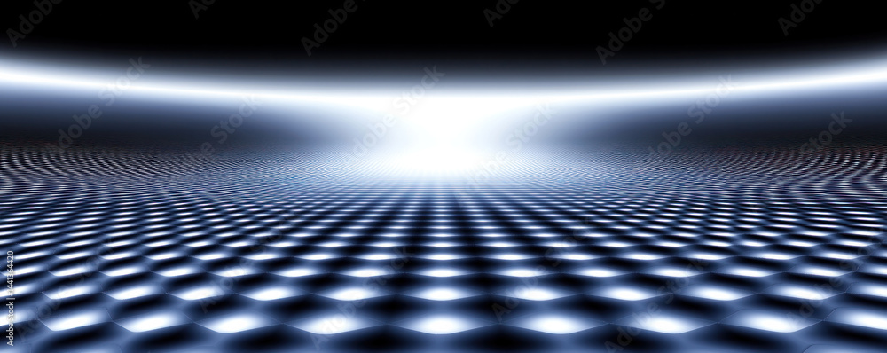 A large, empty space with a bright light shining down on it. The light is so bright that it almost seems to be a star. The emptiness of the space and the brightness of the light create a sense of awe A large, empty space with a bright light shining down on it. The light is so bright that it almost seems to be a star. The emptiness of the space and the brightness of the light create a sense of awe