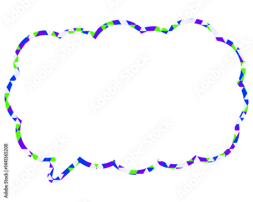 ステンドグラス風吹き出し　三角形模様　細長い雲形