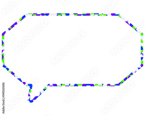 ステンドグラス風吹き出し　三角形模様　細長い八角形