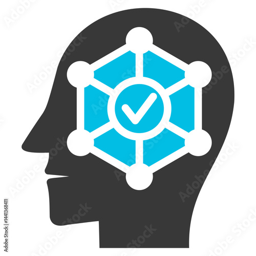 Neural Integration Glyph Blue Grey Icon