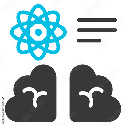Neuroscience Glyph Blue Grey Icon