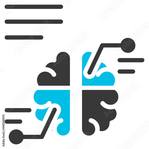 Neural Decoding Glyph Blue Grey Icon