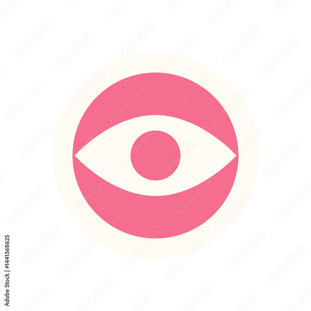 Fototapeta premium Bold abstract eye element sticker. Geometric circular shape symbolizes perception and vision. Modern flat design, minimalist style, ideal for branding and creative projects.