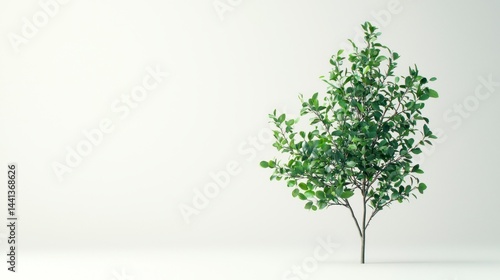 Realistic Young Tree in Spacious Room for Personal Growth and Connection with Nature