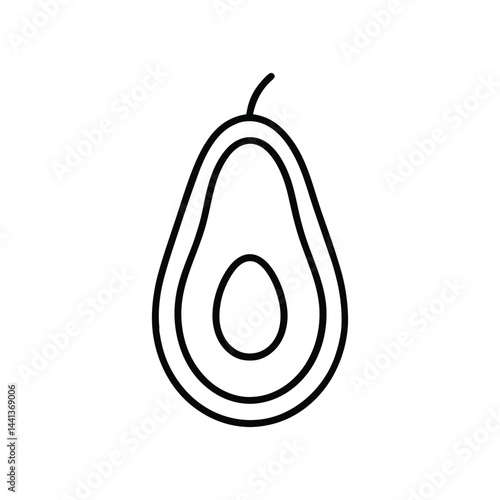 Haf single avocado outline line art icon vector icon