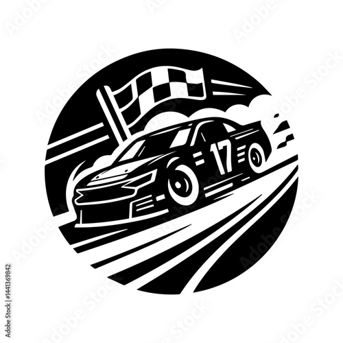 Stock car racing competition icon with transparent background
