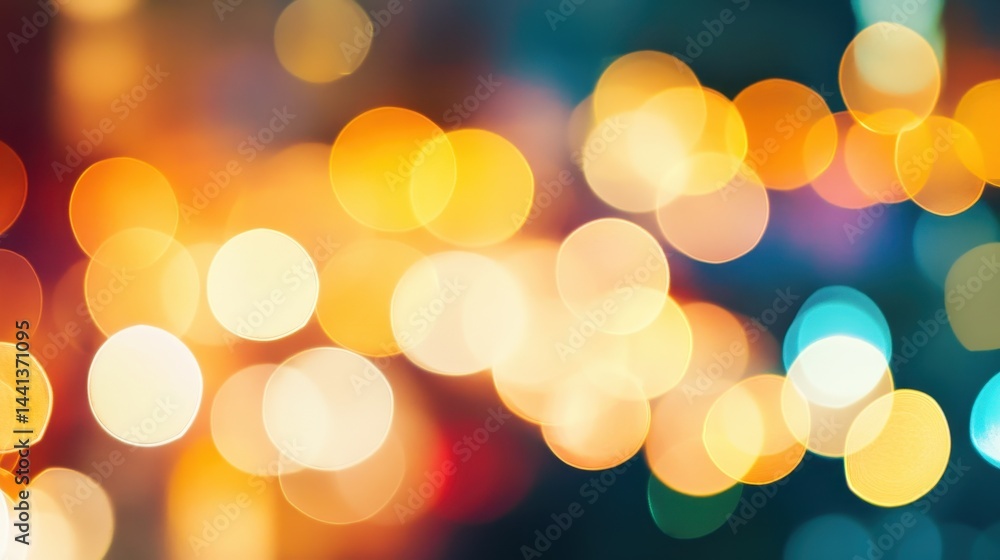 Colorful bokeh lights creating a vibrant background in an urban nighttime setting