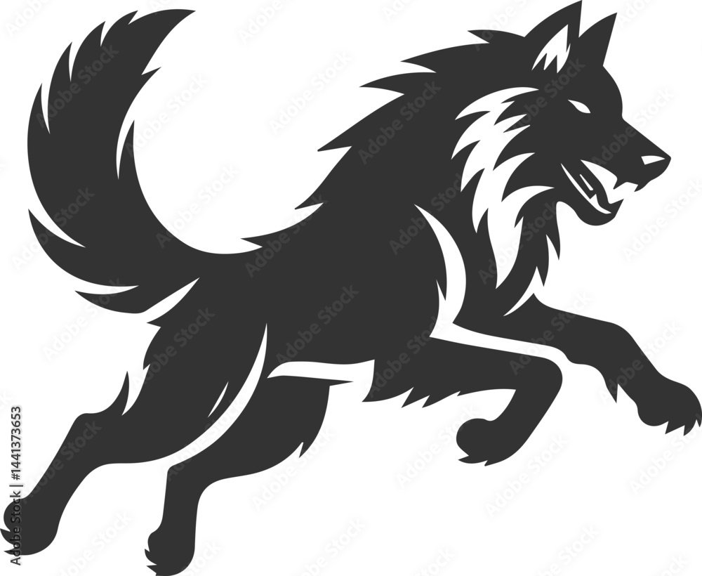 Fototapeta premium Angry wolf vector animal silhouette
