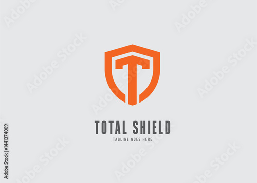 TOTAL GUARD Shield Sword T Initial logo design vector illustration
