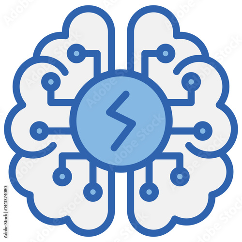Neural Stimulation Blue White Icon