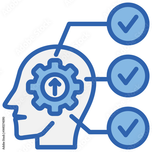 Cognitive Enhancement Blue White Icon