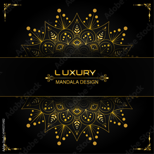 Traditional golden ornament mandala design | Sacred Patterns of the Infinite: A Mandala Design Reflecting the Interwoven Harmony of the Universe, Spirit, and the Beauty of Repetition"