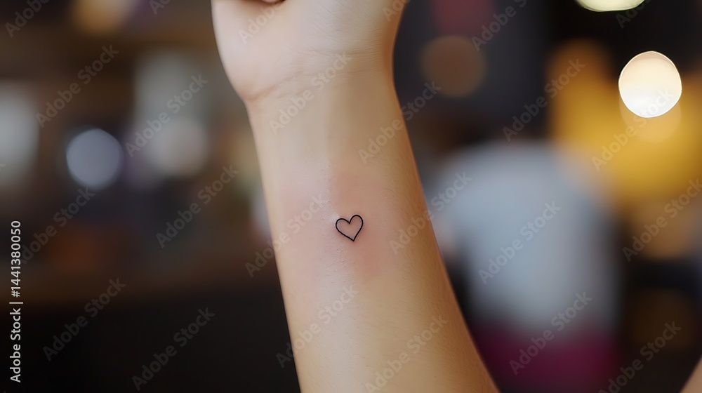Naklejka premium A woman's wrist has a heart tattooed on it