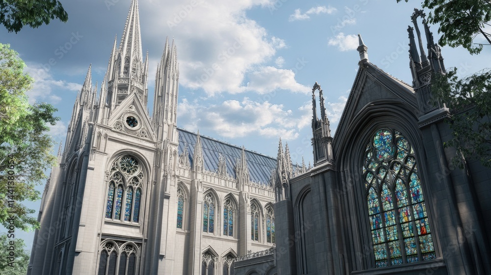 Obraz premium Majestic Gothic Cathedral Architecture: A Stunning Architectural Masterpiece