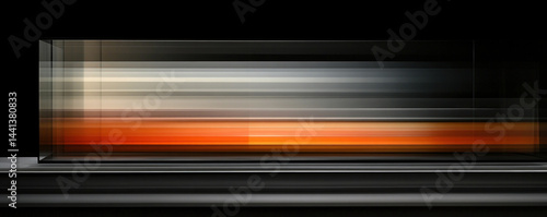 Wallpaper Mural A blurry image of a train with orange and white stripes. The train is moving and the stripes are fading into the background. The image has a sense of motion and energy Torontodigital.ca