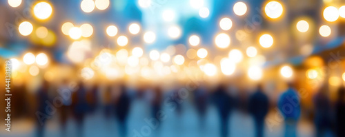 Wallpaper Mural A blurry image of a crowded street with people walking around. The scene is lively and bustling, with many people moving in different directions. The blurred effect gives the image a sense of motion Torontodigital.ca