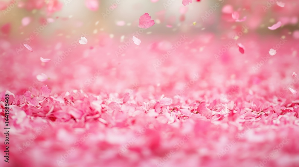 Close Up of Soft Pink Flower Petals on Ground with Blurred Background for Romantic and Nature Themed Design and Backgrounds Close Up of Soft Pink Flower Petals on Ground with Blurred Background for Romantic and Nature Themed Design and Backgrounds