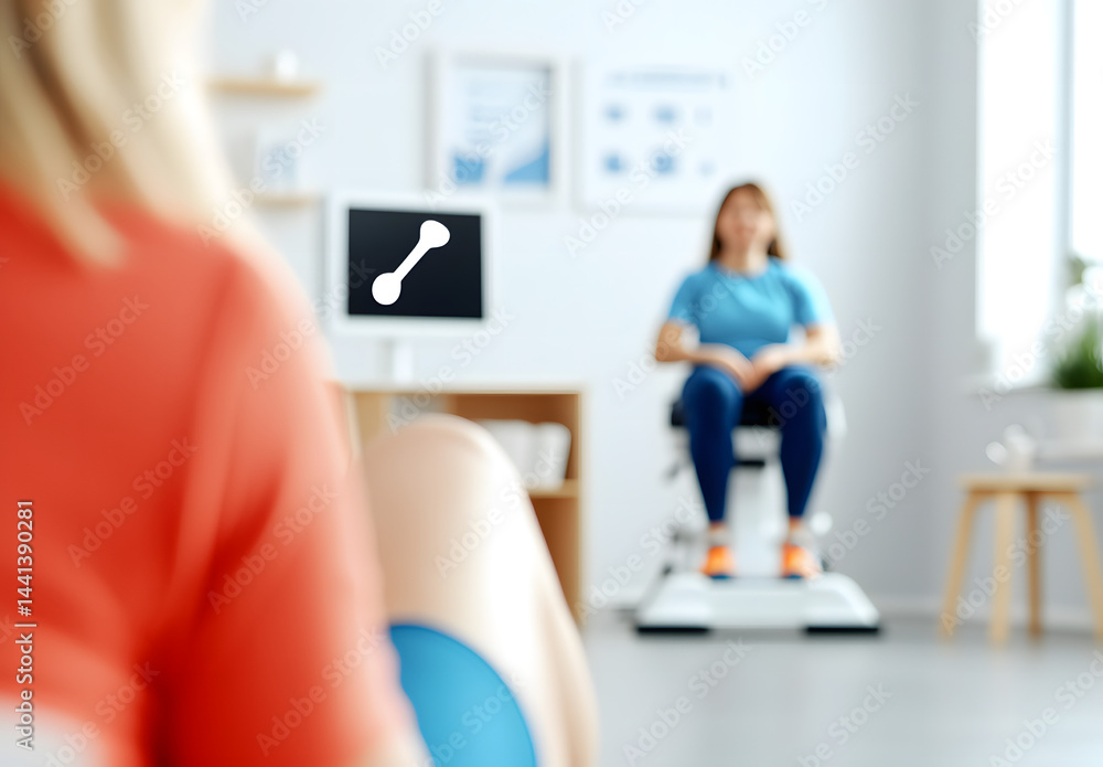 Obraz premium Manual Physical Therapy and Exercise. Therapist session with a patient in a bright clinic setting.