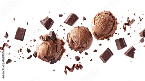 Chocolate ice cream scoops with chocolate pieces (1)