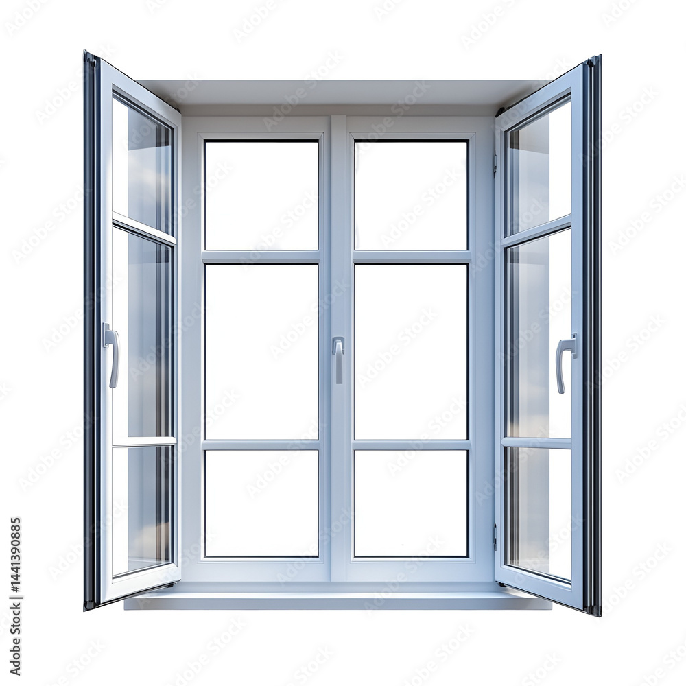Obraz premium Broken Window Pane Light Blue Frame
