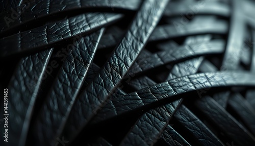 Dark Woven Leather Strips - Abstract and Textural Close-Up