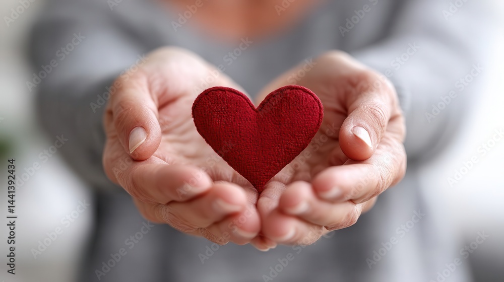 Tender hands holding a small heart shape. Tender hands holding a small heart shape.