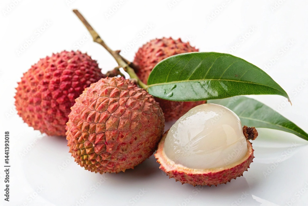 Lychee isolated on white background, full depth of field Lychee isolated on white background, full depth of field