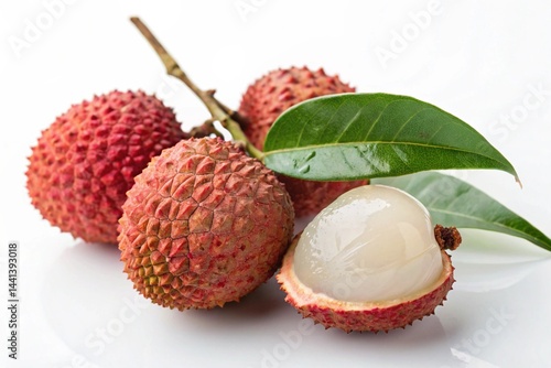 Lychee isolated on white background, full depth of field