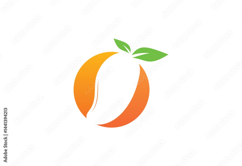 Fresh Mango with leaves logo design, Vector design concept Fresh Mango with leaves logo design, Vector design concept
