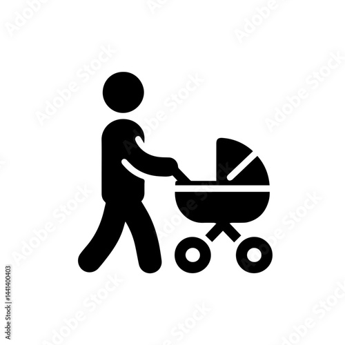 Parent and child with pram icon with transparent background