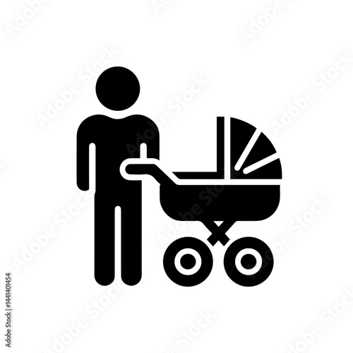 Parent and child with pram icon with transparent background