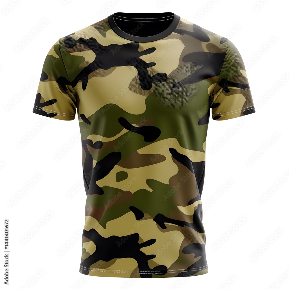 Naklejka premium A sports T-shirt with a camouflage print design. 