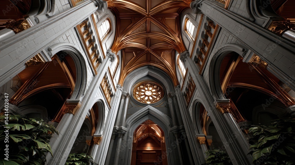 Fototapeta premium Intricate, ornate interior of a grand building.