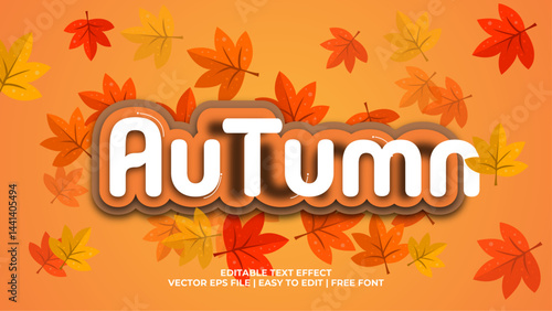 Editable autumn text effect 3d style design