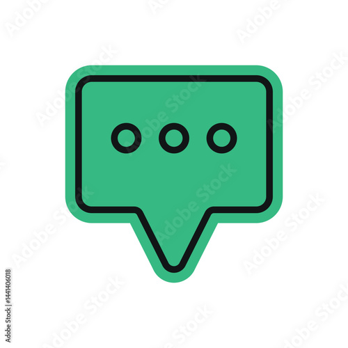 Flat mint color chat bubble symbol sticker design. Isolated simple vector illustration.