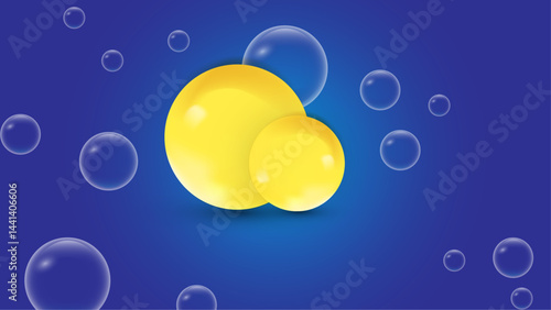 Golden yellow oil drops bubbles vector illustration