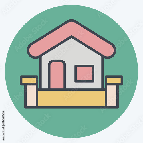 Icon Perimeter Protection. related to Home Security symbol. color mate style