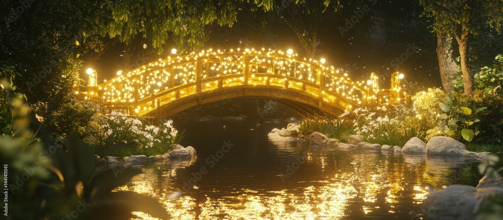 Illuminated Tranquility: A Serene Nighttime Bridge Scene over Calm Waters Illuminated Tranquility: A Serene Nighttime Bridge Scene over Calm Waters