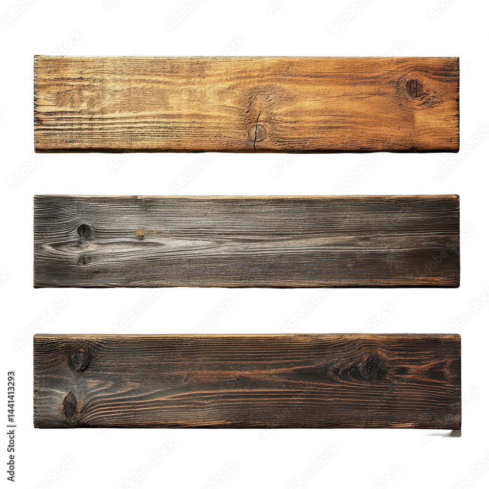 Top view of three pieces of aged wood. Top view of three pieces of aged wood.