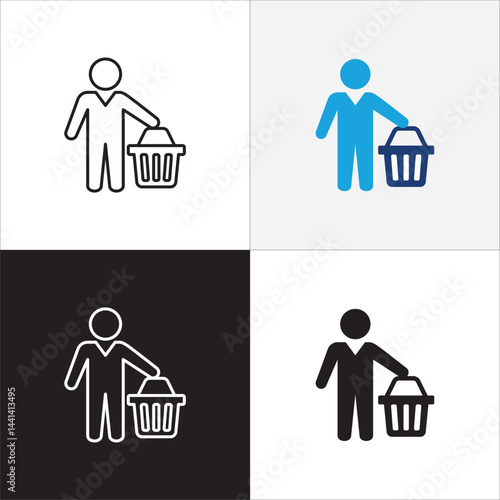 Consumer icon. online shopping user buyer icon. Shopper symbol. Customer sign. Icon symbol suitable for self service store, customer, buy. Vector  illustration