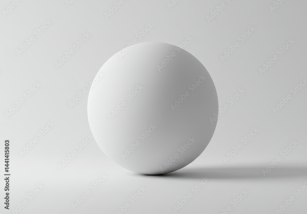 A simple studio shot of a white sphere casting a shadow on a white surface with soft lighting A simple studio shot of a white sphere casting a shadow on a white surface with soft lighting