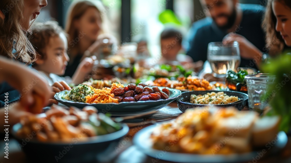 Family enjoying festive indoor meal Family enjoying festive indoor meal