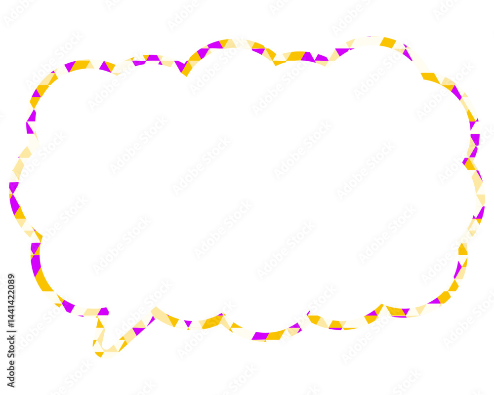 Fototapeta premium ステンドグラス風吹き出し 三角形模様 細長い雲形