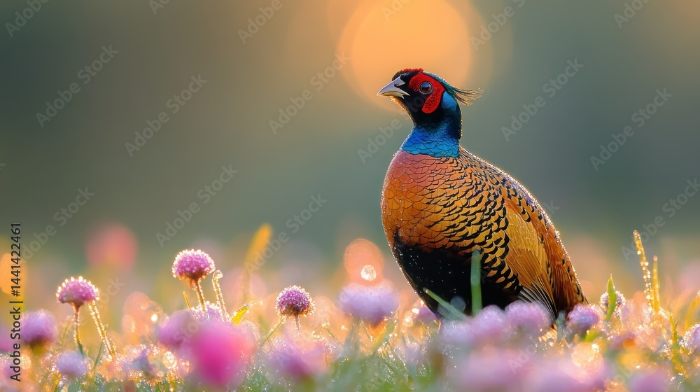 Fototapeta premium Sunrise Pheasant Meadow.