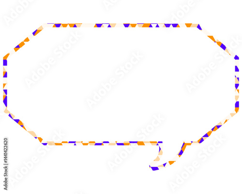 ステンドグラス風吹き出し　三角形模様　細長い八角形