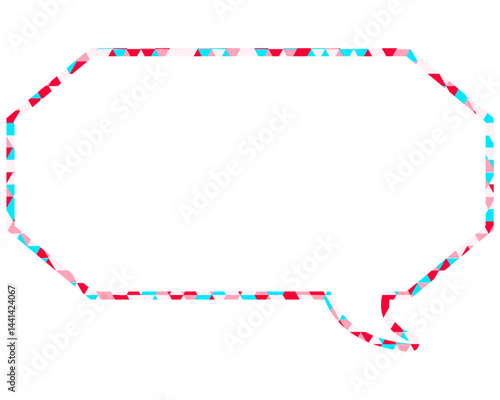 ステンドグラス風吹き出し　三角形模様　細長い八角形