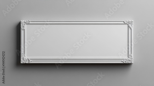 Wallpaper Mural Elegant White Ornate Frame on Grey Wall: A Blank Canvas for Art or Design Torontodigital.ca