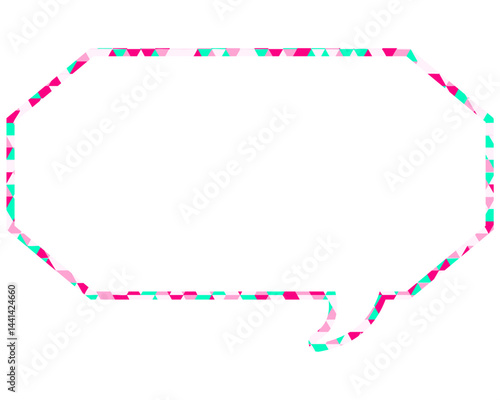 ステンドグラス風吹き出し　三角形模様　細長い八角形